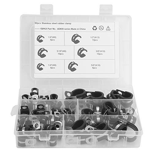 52pcs R -Rohrklemm -Sortiment -Kit Edelstahl Gummis -Kissen -Clips 5 Größen 1/4in 3/8in 1/2in 5/8in 5/16in für industrielle Haushaltsanwendungen für Automobile 52pcs R -Rohrklemm -Sortiment -Kit Edelstahl Gummis -Kissen -Clips 5 Größen 1/4in 3/8in 1/2in 5/8in 5/16in für industrielle Haushaltsanwendungen für Automobile von Ldafava