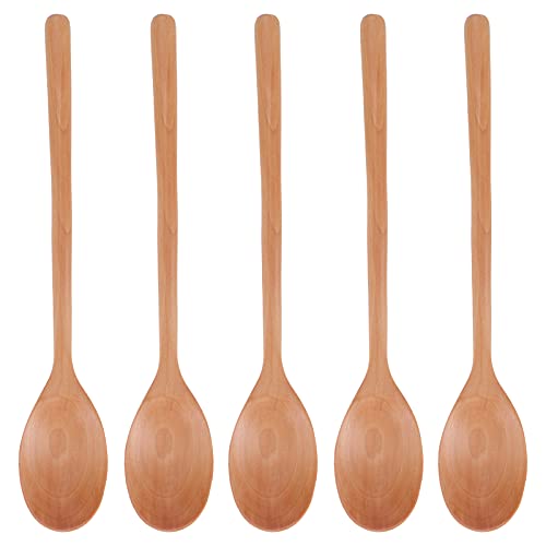 5pcs Holzlöffel mit langem Griff Suppenlöffel für Barbecue Camping Party Home Küche (Holzfarbe) von Ldafava