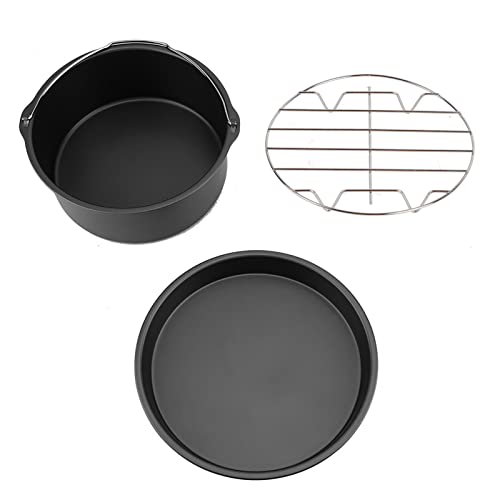 Air Fryer Accessoires Set Multifunktional 3 in 1 Brotregal -Kuchen -Fass -Pizza -Pfanne für die meisten Luftfryer 4.0qt bis 5,6qt und up schwarz oder golden optional 8 Zoll (Schwarz) von Ldafava