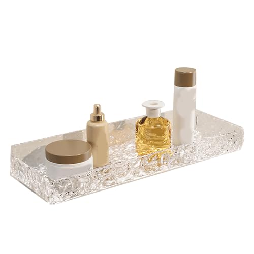 Badezimmerregale Acryl Platz sparendes Loch schwimmende, wandmontierte Hängeregale für Badezimmer Waschbecken moderner multifunktionales Handtuch Organizer Langable wasserdicht (Klar) von Ldafava