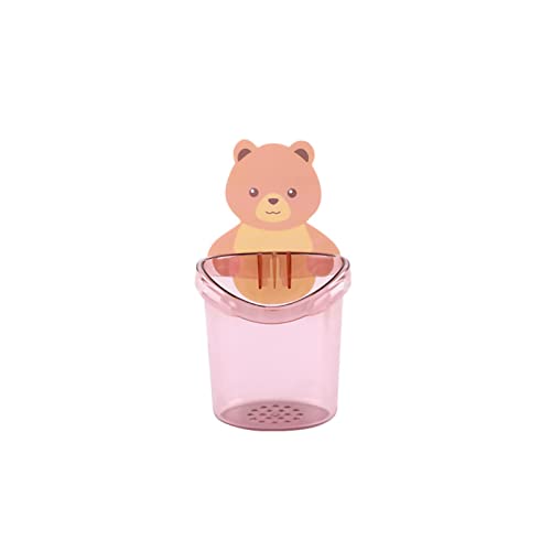 Bären Zahnbürste Aufbewahrung Tassenhalter Wandmontage Kamm Aufbewahrungsregal Badezimmerlagerbox Langable Material wasserdichte Hochleistungsorganisator für Home Kitchen Hotel (Pink tragen) von Ldafava