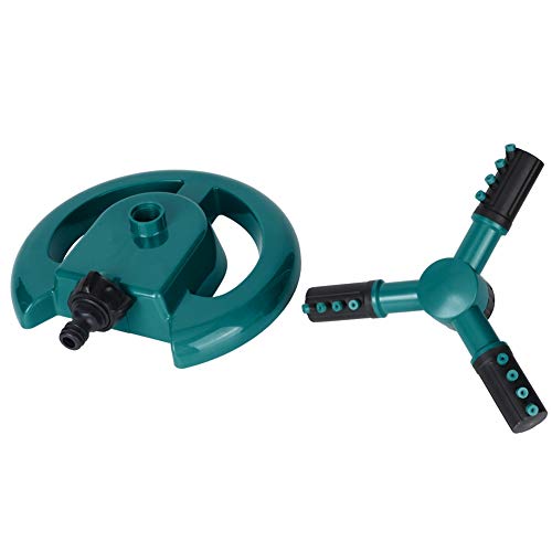 DREI Arme 360 Grad rotierender Garten Wasser Sprinkler Rasenbewässerungsinstrument großer Abdeckung Einstellbarer Sprühwinkel für Rasengarten Garten ABS Blau Grün 7,9 x 3,7 Zoll (Grün) von Ldafava