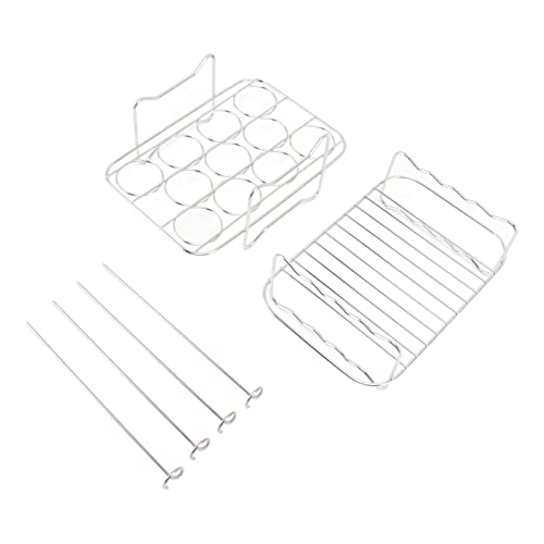 Dampfgarer-Set, Edelstahl, Eier-Dampfgarer-Set, Frittier-Set, Kühl-Set für Food Schnellkochtopf, Reiskocher, 304 Edelstahl, 2 Gestelle, 4 Spieße von Ldafava