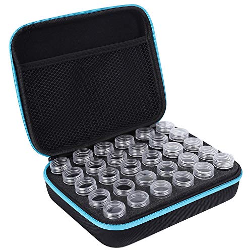 Diamond Stickerei Box Diamant Malerei Zubehör Werkzeug Aufbewahrungsbox 30 Slots transparente Fächer Doppelsiegelschutz für die Aufbewahrung von Diamanten Schmuck ätherische Öle (Blau) von Ldafava