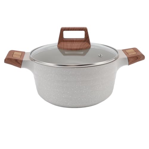 Doppelohr -Suppen -Topf Holländerofen mit Deckel Non -Stick schneller Heizung Elegantes Design für Induktion Gaskeramik Elektrische Halogenkocher Aluminiumlegierung Holzglas (Suppentopf 24cm/9,4in) von Ldafava
