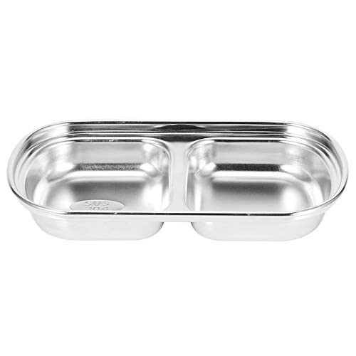 Edelstahl -Sauce -Geschirrteller Snack Teller geteiltes Essen Diping Bowl Grid Design Gesunde Küchengeschirr für Heimrestaurant BBQ Picknick Silber 2 Gitter oder 3 Gitter optional (82050 Zwei-Einheit) von Ldafava