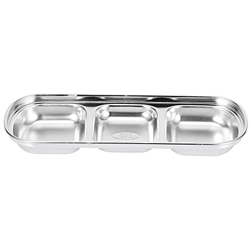 Edelstahl -Sauce -Geschirrteller Snack Teller geteiltes Essen Diping Bowl Grid Design Gesunde Küchengeschirr für Heimrestaurant BBQ Picknick Silber 2 Gitter oder 3 Gitter optional (82051 Drei-Frame) von Ldafava