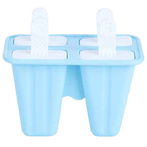 Eisformform Silikon wiederverwendbares DIY -Eiscreme -Werkzeug mit PP Langgriff für hausgemachte gefrorene Desserts Blau 4 oder 6 Hohlräume (4 Stücke) von Ldafava