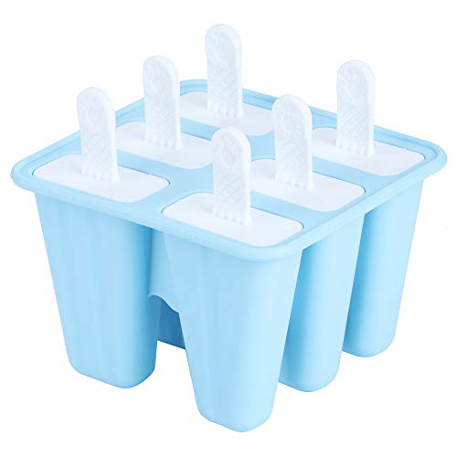 Eisformform Silikon wiederverwendbares DIY -Eiscreme -Werkzeug mit PP Langgriff für hausgemachte gefrorene Desserts Blau 4 oder 6 Hohlräume (6 Stücke) von Ldafava