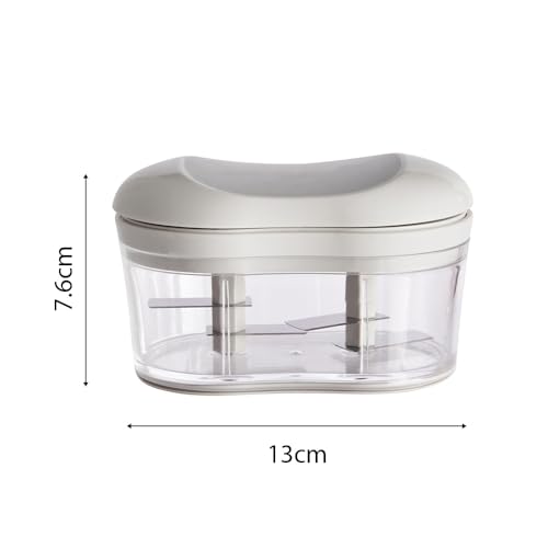 Food Chopper Manual Knoblauch Mincer Zwiebel Gemüsehacker Einfach zu reinig zu reinigen Handschubknoblauchschneider tragbare kleine Küchenmaschine für Chilisch Paprika Obst (Grau) von Ldafava