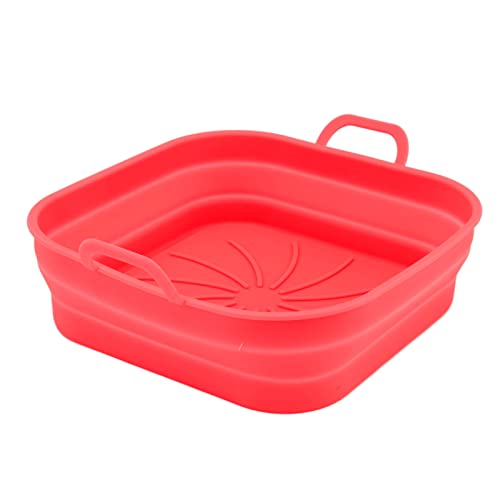 Fryer Liner Silicon Pot Basket Quadrat Faltspülmaschine Safer Nichtstab mit hoher temperaturfester Ersatz -Küchenzubehör 20,5 cm Lebensmittelqualität Silica Gel (Rot) von Ldafava