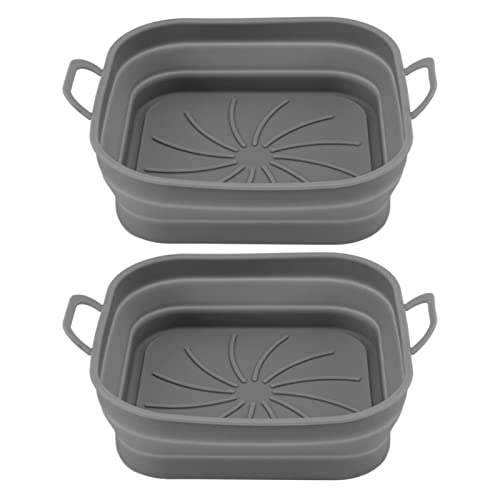 Fryer Silicon Liner Basket Topf beständig wiederverwendbares Nicht -Stick einfache Reinigung von Geschirrspüler mit Griffen für die Luft Freneuung Kochen 2 Pack (Grau) von Ldafava