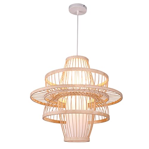 Gewebte Decke Kronleuchter chinesischer Stil rustikal modische handgewebte Anhängerlampe für heiße Topfspeicher Tea Rooms Langable Material Ökofreundliches LED -Lichtquelle 45 cm von Ldafava