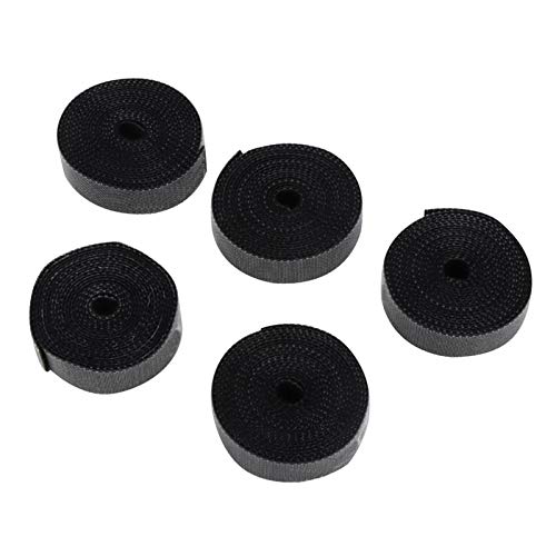 Haken- und Schleifenklebeband 5pcs 1,5 m Selbstkleber Kabel Organizer Starkes Nylonbefestigungsband für Home Office verwenden graue schwarze Optional (Schwarz) von Ldafava
