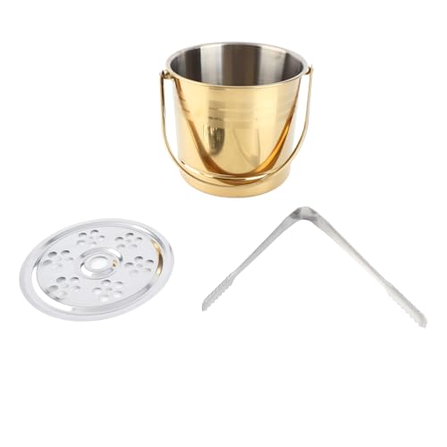 ICE Bucket Edelstahl Professional eingedickter Metalleibner mit Filterteller für Cocktail Bar Parties Restaurant Bar 1L Kapazität Langlebig und stilvolles Design (Gold) von Ldafava