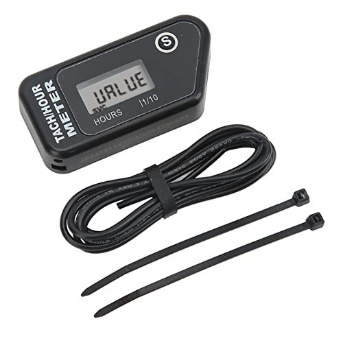 Induktiver digitaler Stundenmesser wasserdichtes Drehzähler Timer mit Wartungserinnerung hohe Genauigkeit für Motorrad Rasenmäher Generator ABS Material IP68 Schwarz von Ldafava