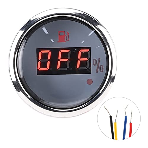 Kraftstoffspiegel -Gauge LED Digitale Anzeige Smart Rotlicht Alarm 2in Edelstahl wasserdicht für Meeresbootautos (American Standard White) von Ldafava