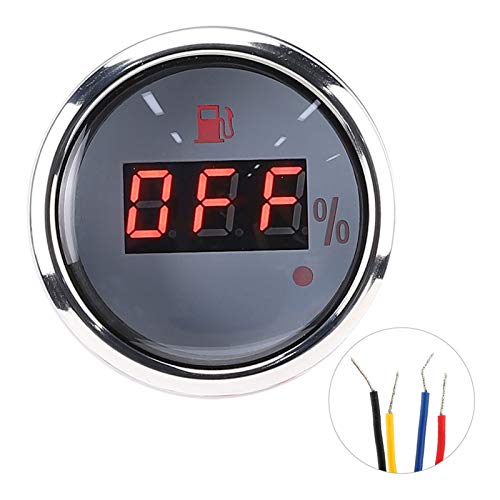 Kraftstoffspiegel -Gauge LED Digitale Anzeige Smart Rotlicht Alarm 2in Edelstahl wasserdicht für Meeresbootautos (Europäischer Standard Weiß) von Ldafava