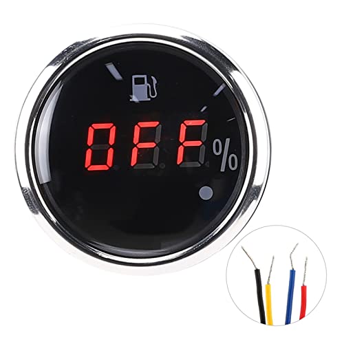 Kraftstoffspiegel -Gauge LED Digitale Anzeige Smart Rotlicht Alarm 2in Edelstahl wasserdicht für Meeresbootautos (Schwarz) von Ldafava