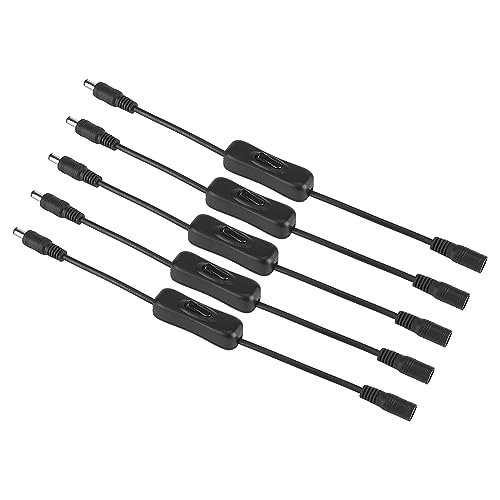 LED -Streifen -Leuchtdrahtschalter 5pcs DC 12 V Power -Anschlussstecker mit Eingangsknopf für LED -Streifen -Tischlampe Easy Control Ohne Schneidelötchen weiß schwarz 25 cm (Schwarz) von Ldafava