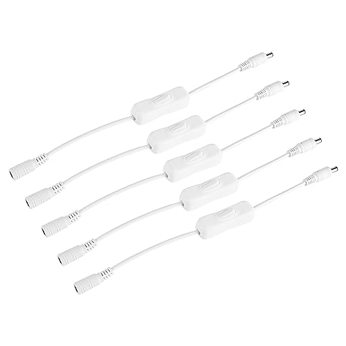 LED -Streifen -Leuchtdrahtschalter 5pcs DC 12 V Power -Anschlussstecker mit Eingangsknopf für LED -Streifen -Tischlampe Easy Control Ohne Schneidelötchen weiß schwarz 25 cm (Weiß) von Ldafava