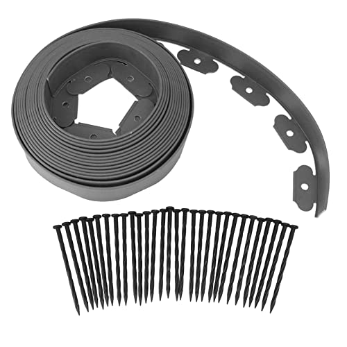 Landschaftseinfassungs-Set, kein Graben erforderlich, Kunststoff-Gartenbegrenzung, einfache Installation, langlebiges Material PE, L-förmig, für Rasen, Blumenbeete, Baumringe, 5 x (Grün) (Schwarz) von Ldafava