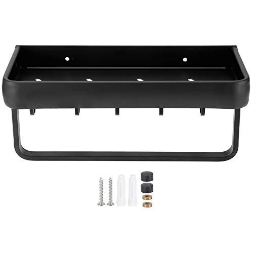 Ldafava 30 cm Badezimmer Regal Raum Aluminium Wand montiert Hohlspeicher Rackkorb Organizer (Einzelschicht mit Stange mit 5 Haken) von Ldafava