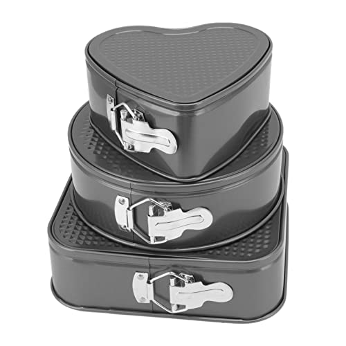 Ldafava 3pcs Kuchenpfanne Set Kohlenstoffstahl rund Herzquadratform einfach Freisetzung Doppelbeschichtung Springform Pfanne für Küchen Backkäsekuchen Mousse Kuchen (22/24/26) von Ldafava