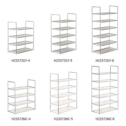 Ldafava 6 Tier Schuhregal Stapelbarer Schuhablagerungsregal Organizer Schrank hält 18 Paar Schuhe für Eingangsschrankschlafzimmer grau Multicolor optional (Grau) von Ldafava