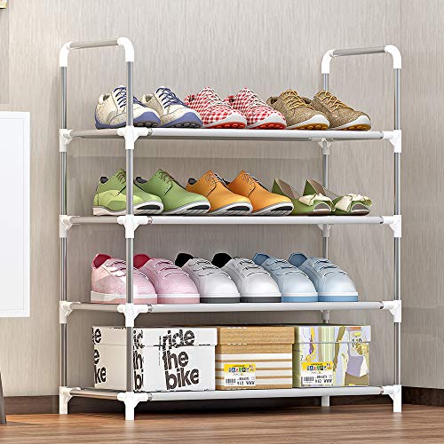 Ldafava 6 Tier Schuhregal Stapelbarer Schuhablagerungsregal Organizer Schrank hält 18 Paar Schuhe für Eingangsschrankschlafzimmer grau Multicolor optional (Grau) von Ldafava