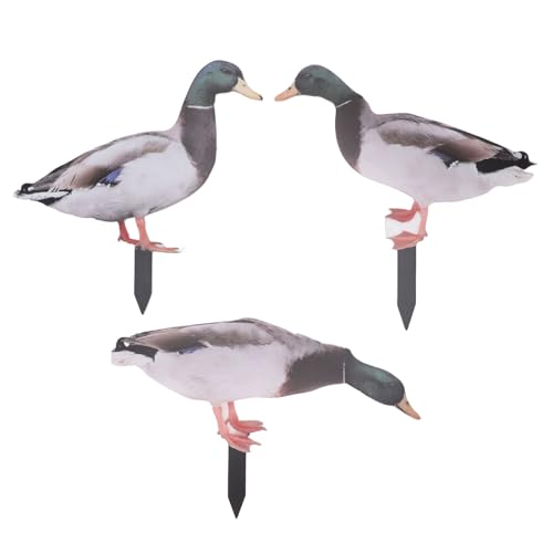 Ldafava Animal Garden Stakes doppelseitig wasserdichte dekorative Statuen für Rasendekoration im Freien Plastik von 2 oder 3 (Ente) von Ldafava
