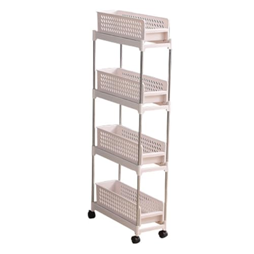 Ldafava Aufbewahrungswagen Organizer Rollen vielseitige verstellbare Höhe Platz sparend Slim Design für Küchenbadezimmer Schlafzimmer Plastik Metall 2800g (4 Tier) von Ldafava