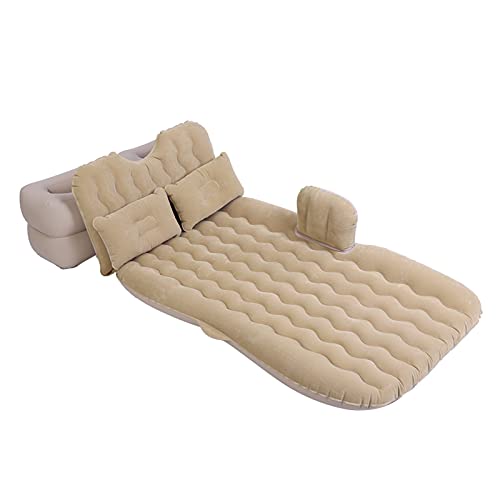 Ldafava Aufblasbare Bettmatratze Innen im Freien Campingfahrwagen Rücksitz Luftbetten Kissen (Beige) von Ldafava