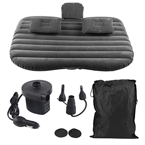 Ldafava Auto aufblasbare Bett Rücksitz Matratze Luftbett hochwertige weiche flockige PVC -Material komfortable Schlafstreife Camping Abenteuer Limousine SUV Mini Van Schwarz Silber Grau (Schwarz) von Ldafava