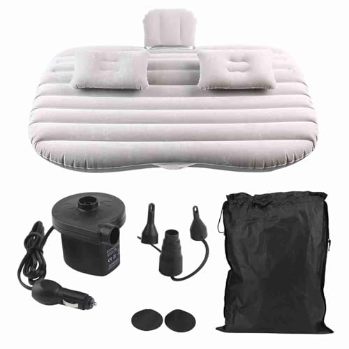 Ldafava Auto aufblasbare Bett Rücksitz Matratze Luftbett hochwertige weiche flockige PVC -Material komfortable Schlafstreife Camping Abenteuer Limousine SUV Mini Van Schwarz Silber Grau (Silbergrau) von Ldafava