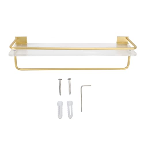 Ldafava Badezimmer Wandregal Raum Aluminium Acryl rostfeste Schlag freie wandmontierte schwimmende Regale Multi funktionaler Speicherorganisator für kleine Badezimmertoilette 40 cm (Gold) von Ldafava