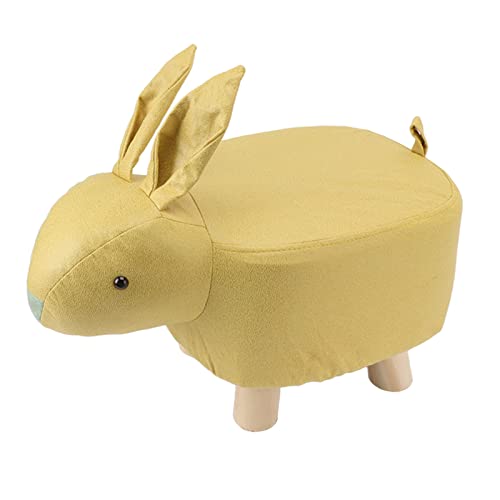 Ldafava Cartoon tierisch geformtes Hocker Kid Home Wohnzimmer Süßes Holz Fußstopp für Spielzimmer Courtyard Tech Stoff PP Baumwollschwamm 30 x 25 x 24 cm (Gelb) von Ldafava
