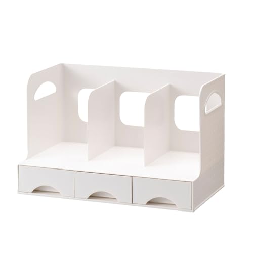 Ldafava Desktop Bücherregal Organizer Multifunktional Staubproof Platz sparen Kunststoff mit Schubladen Desktop -Buch Speicherregal für Bürounterrichtsraum (Ohne Stifthaltereinsatz) von Ldafava