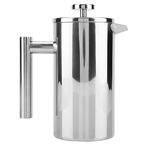 Ldafava Doppelmauerte Edelstahl -Kaffeemaschine Französische Presse Teekanne mit Präzisionsfilter für Home Office Küche Langlebige isolierte Spiegel Finish Silber 800 ml oder 1000 ml (1000 ml) von Ldafava