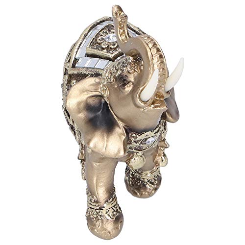 Ldafava Elefant Statue Figur Feng Shui Harz Tier Ornament Kunst Handwerk Desktop ation Einfache Moderne Gold Home Office Hotel Café Shop (Quadratische Gold mittelgroße Größe 10 * 5 * 10 cm) von Ldafava