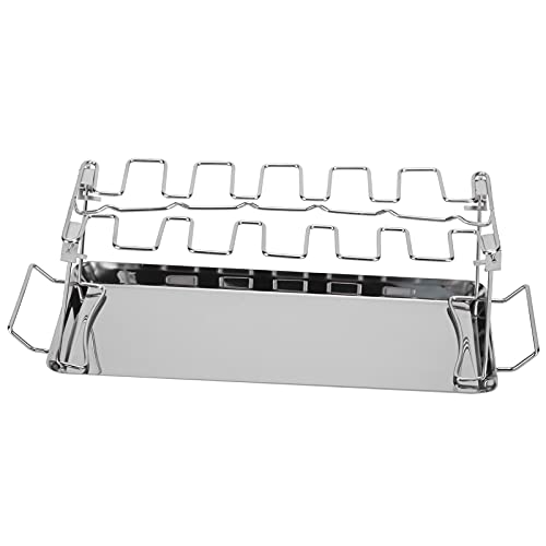 Ldafava Hähnchenflügelbein Rack Edelstahl vertikaler Rösterständer mit Backware zum Grillen Back BBQ Accessoires Ofen Grill Raucher Silber 12 Slots von Ldafava