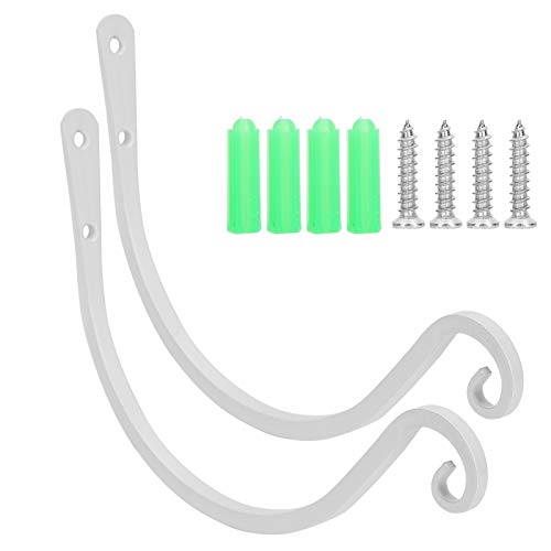 Ldafava Hanging Korbhalterung Metall Wand Hängende Haken elegant schwarz rostfeste ative Haken für Pflanzen Laternen im Freien im Freien Terrasse Garten 8.3 x 6,7 Zoll 2 Pack (Weiß) von Ldafava