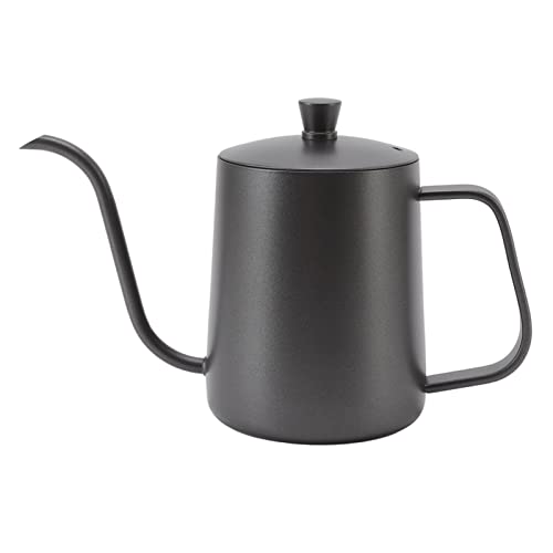 Ldafava Langer schmaler Kaffeekessel schwarzer Edelstahl rostfester kleiner Einguss über Wasserkocher mit Deckel für Hausbrauen e Tropfkaffeemaschine Elegante Teezeit Accessoire (600 ml) von Ldafava