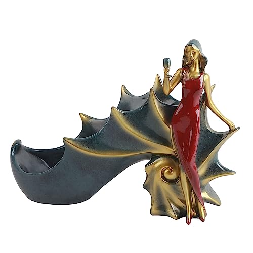 Ldafava Mädchen Figuren Weinhalter Weinflaschen Rack Stand für Bar Counter Home Decor Accessoires (BS023-2 Red Girl) von Ldafava