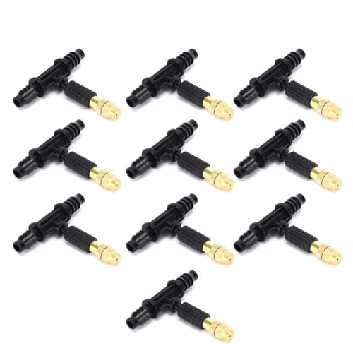 Ldafava Misting Düse Wasserdüse Gartenbewässerung Accessoire 10 Prozent hochwertiges Kunststoffkupfermaterial mit T -Shone -Stecker für 8/12 Schlauch geeignet für die Gartenwässerung von Ldafava