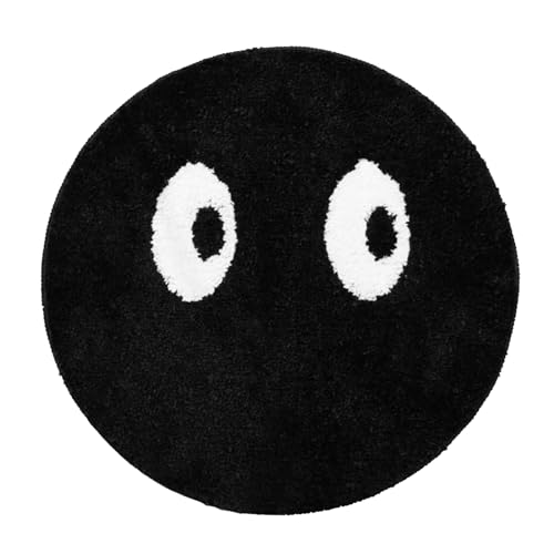 Ldafava Runder Teppich süßes schwarzes Gesicht weiche Verblütten Teppich schleuderfeste Nicht -Schlupfbodenmatte für Schlafzimmer Badezimmer Wohnzimmer Wohnzimmer Spocking Material (60 * 60 cm) von Ldafava