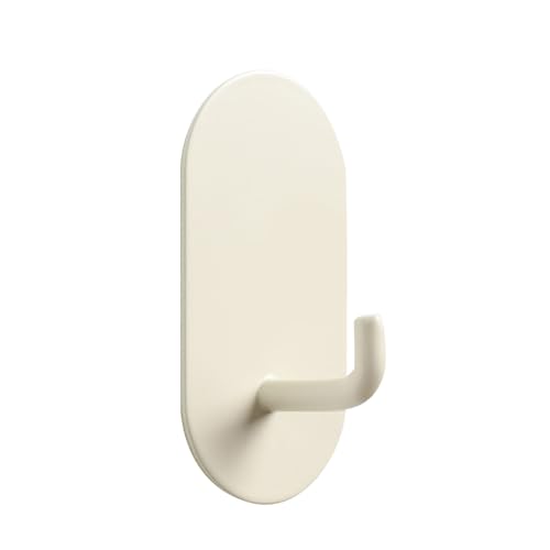 Ldafava Selbstklebende Haken zur Wandmontage, wasserdicht, aus Eisen, Einzelhaken, stanzfrei, für Küche, Bad, Handtuch- und Mantel-Organizer, robust, rostfrei, platzsparend, langlebig und (Creme) von Ldafava