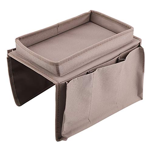 Ldafava Sofa Armlehnen Organizer Couch Aufbewahrungstasche mit Tassenhalterablett langlebig Polyester Oxford Stoff 600D Multi funktional hängende Fernbedienungskontrollhalter für (Kaffeefarbe) von Ldafava