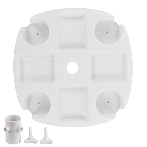 Ldafava Strand Regenschirm Tischschale weiß runde Runde Langlebige Plastikschale mit 4 Tasse Halter für Snacks am Strand Patio Picknick von Ldafava