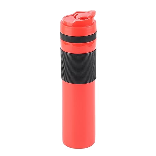 Ldafava Tragbare Kaffee Presse Flasche Kaffeemaschine 350 ml Reisebecher mit Spill Proof Deckelleck -Proof -Design für Camping -Wanderungen im Freien Schwarz Rot (Rot) von Ldafava
